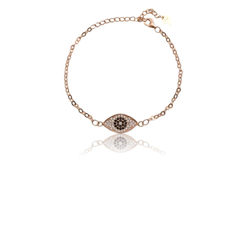 Evil Eye Pave Rose Gold Bracelet