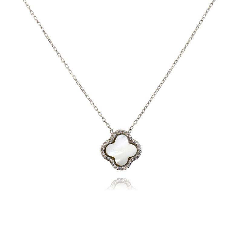 Clover Mother Of Pearl Silver Necklace